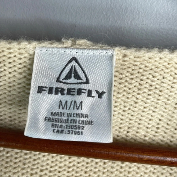 FIREFLY Wool Blend Cable-Knit Hooded Cardigan Sweater Cream Olive Green Ombre M - Picture 8 of 11